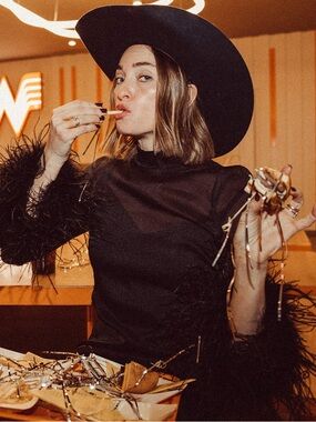 Wrangler Black Mini Dress with Feather Trim